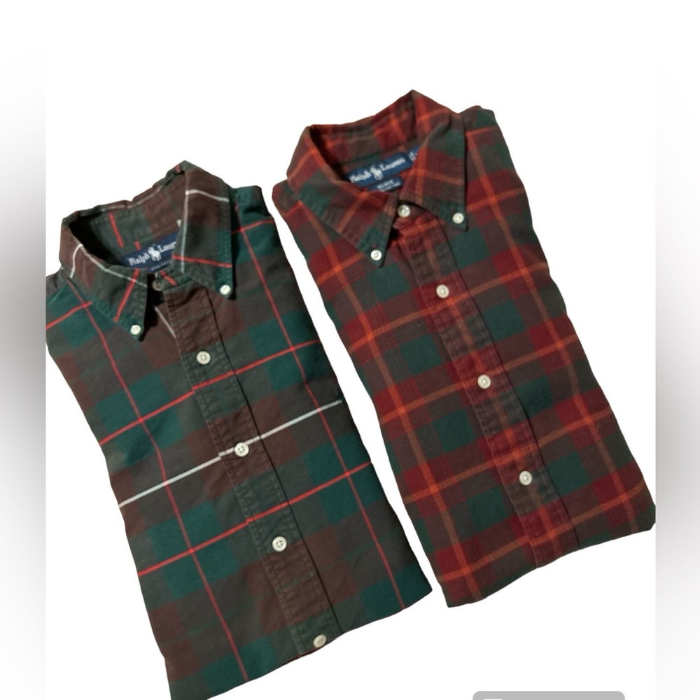 Ralph Lauren Plaid Long Sleeve Men’s Shirts Large Lot of 2